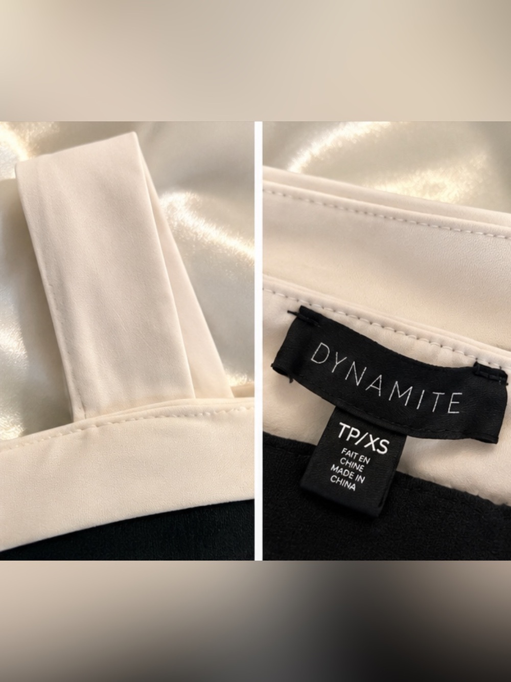 Dynamite Black & White Colorblock Crop Top – Size XS
